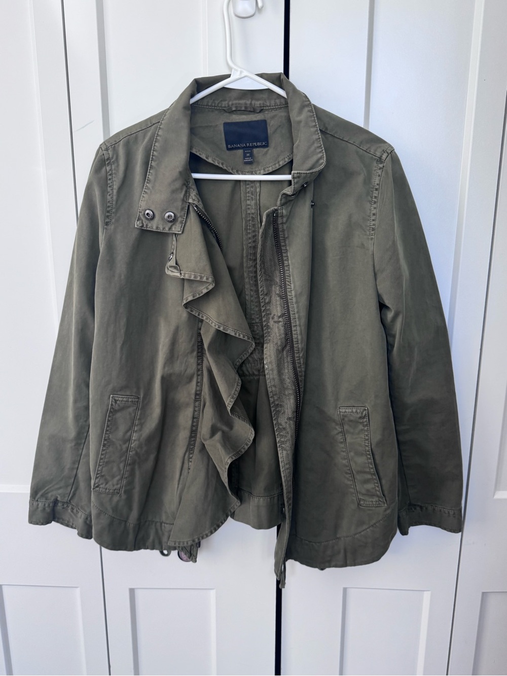 Banana Republic Olive Ruffle-Front Utility Jacket - Picture 2 of 6